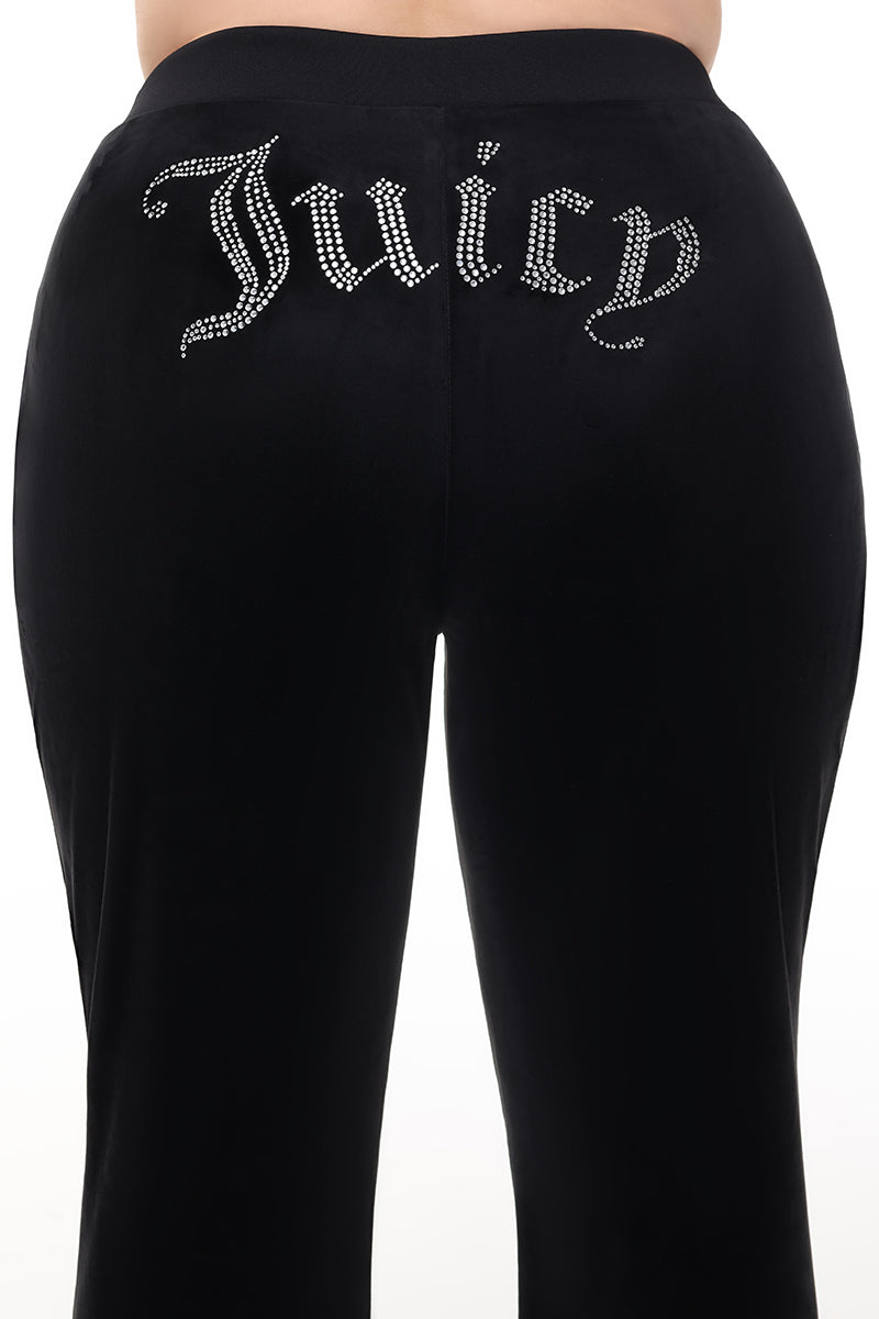 Plus-Size OG Big Bling Velour Track Pants