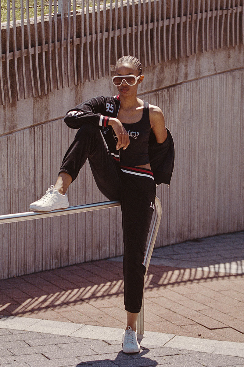 Mixed Logo Cotton Velour Jogger