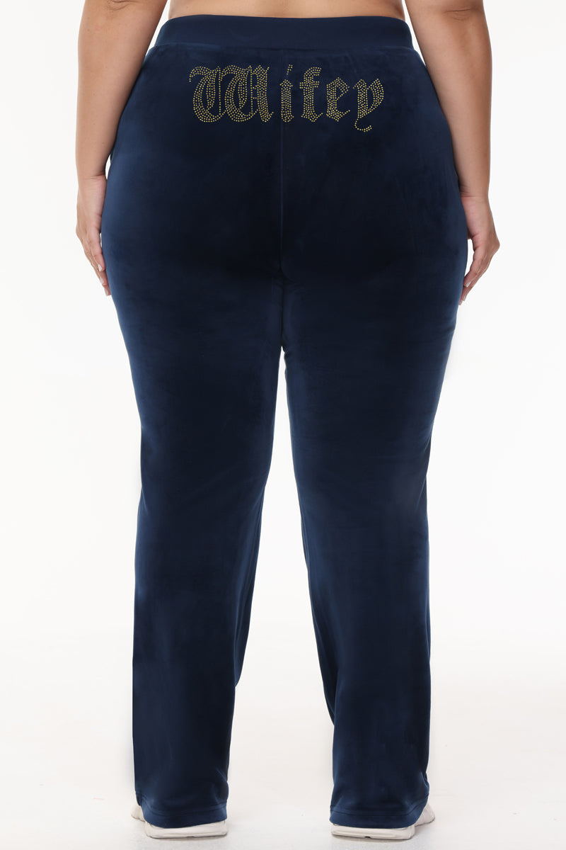 Wifey Customizable Big Bling Velour Track Pants
