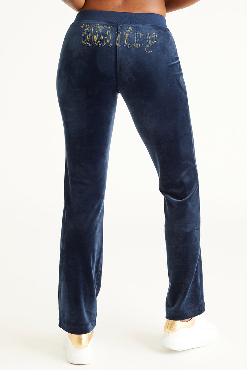 Wifey Customizable Big Bling Velour Track Pants