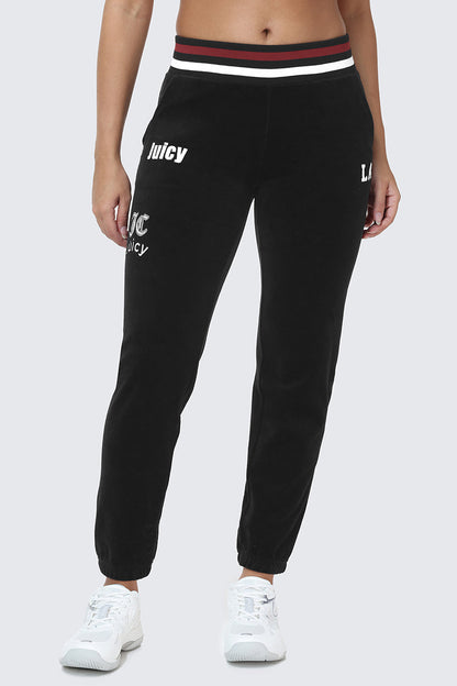Mixed Logo Cotton Velour Jogger