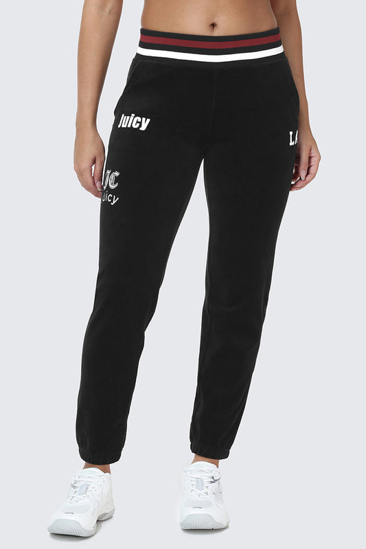 Mixed Logo Cotton Velour Jogger