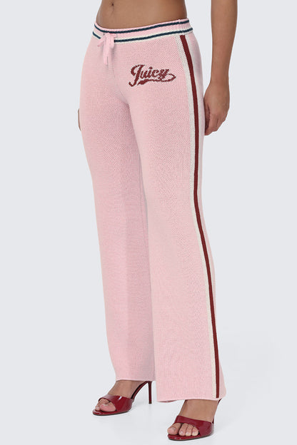 Contrast Knit Wide Leg Pants