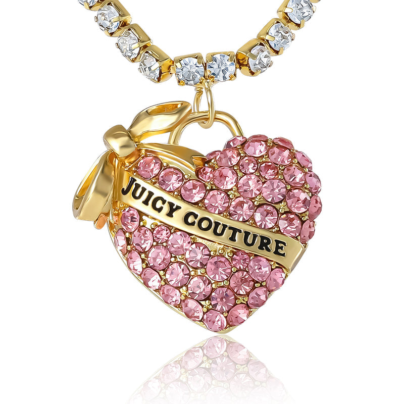 Pink Pavé Heart Pendant Necklace