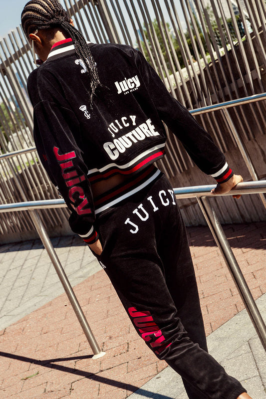 Mixed Logo Cotton Velour Jogger